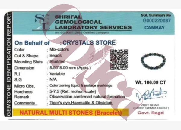 Oplica Natural Healing Crystals Triple Protection Bracelet