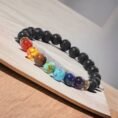 Oplica 7 Chakra Lava Stone Love Bracelet for Men & Women