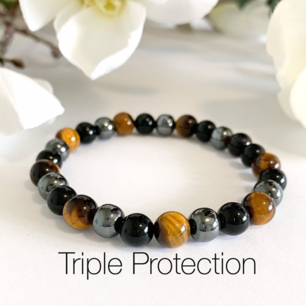 Oplica Natural Healing Crystals Triple Protection Bracelet